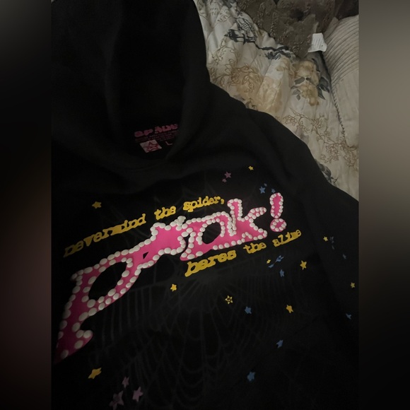 Pink spider hoodie large